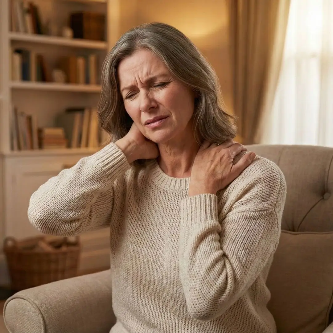 Donna con dolore cervicale